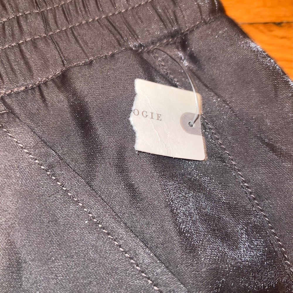Anthropologie Brown Satin Shimmer Cargo Joggers
